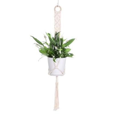 China Chic Creative Home Decor Macrame Plant Wall Planter Wall Planter Ceramic Plant Hanger Boho Woven Basket Decor Macrame Plant Hanger for sale