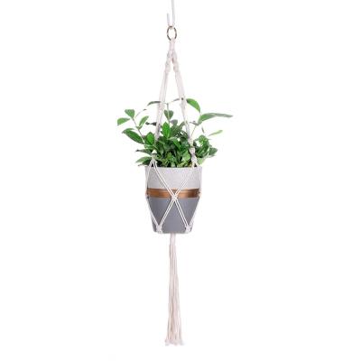 China High Quality Environmentally Friendly Farmhouse Cotton Rope Hanging Basket Dried Flower Design Basket Macrame Wall Art For Outdoor for sale