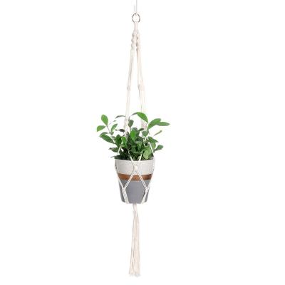 China Lovely Decoraion Cute Small Size Woven Macrame Planter Flower Storage Basket Cotton Rope Plant Hanging Basket For Indoor&outdoor for sale