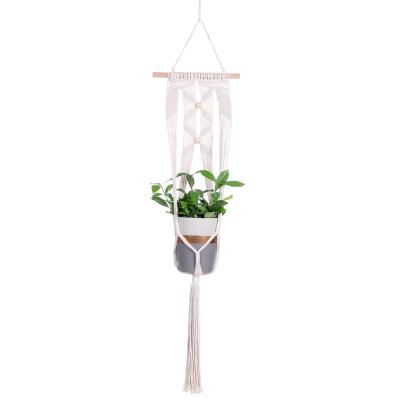 China Eco-Friendly Macrame Plant Hanger and Indoor Outdoor Hanging Planter Rack Hanging Flower Pots for Decor Cotton Rope for sale