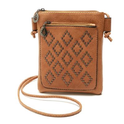 China Rivet ornaments factory European single bag rivet direct cross-body PU and American shoulder strap leather bags for women for sale