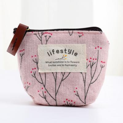 China Japanese Pastoralism Students New Small Fresh Canvas And Korean Style Flower Printed Children Mini Coin Purse for sale