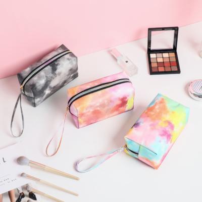 China Waterproof Tie-Dye Colorful Cosmetic Bags Multifunctional Toiletry Bag Portable Makeup Bag for sale