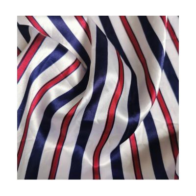 China Organic Wholesale Stripe Satin Fabric Printed Satin For Scarves for sale