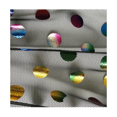 China 100% Polyester Shrink-Resistant Foil Printe Polka Dot Mesh Fabric For Dress for sale