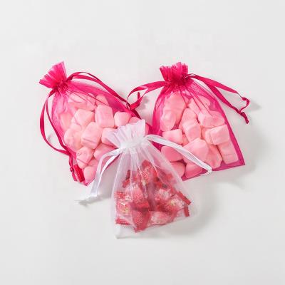 China Pure Drawsting Candy Snacks Packaging Pouch Bag Organza Pink Custom Gift Bags Drawstring for sale