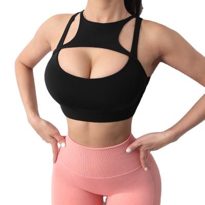 China Breathable Sexy Cavity Sports Bra Yoga Bra High Strength Shockproof Fitness Vest for sale