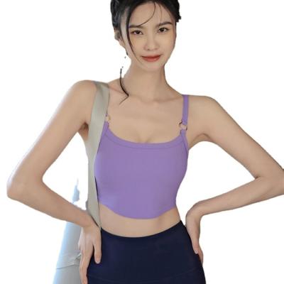 China Breathable Women Gym Sports Bra Solid Color Running Workout Padded Crop Tops Invest Style Yoga Fitness Bra for sale