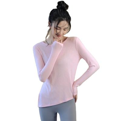 China New Arrival Breathable Yoga Tops Shape Ribbing Running Fitness Wear Women Gym Wear Shirt for sale