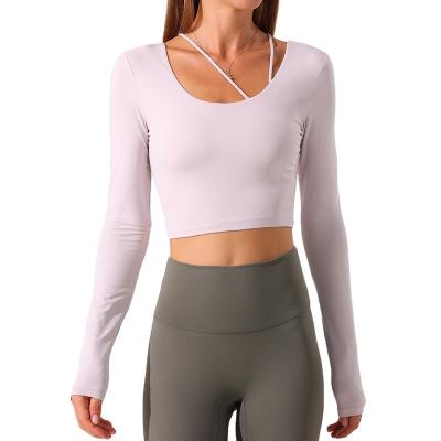 China Breathable Sports T-shirt Women Training Fitness Clothes Quick-drying Yoga Long Sleeve Tops for sale