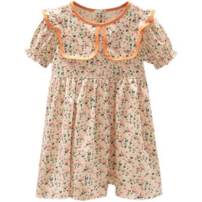 China 2022 middle school children's summer cotton breathable Korean short sleeve floral dress girls' princess floral dress bordering the new for sale