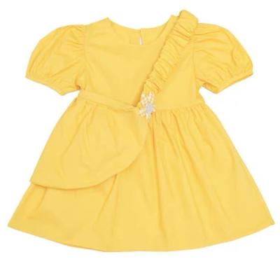 China Yellow princess girls summer dress children's sleeve skirt fluffy baby short breathable skirt border little medium and small girls for sale