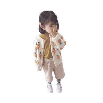 China Breathable Infant Baby Knitted Sweater Girls Radish Cardigan Sweater Thickened Coat Children Sweater for sale