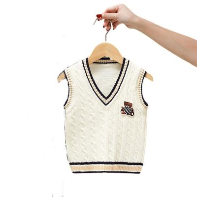 China Children's breathable knitted V-neck sleeveless vest girls' vest boys' autumn and winter vest for sale