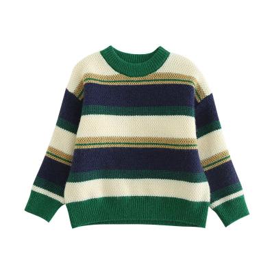 China 2022 Autumn Winter Boys Sweater Breathable Plush Thickened Sweater Children's Sweater Exotic Striped Winter Sweater New for sale