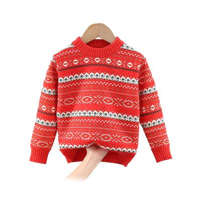 China Anti-wrinkle Children's Cashmere Knitted Sweater Boys Round Neck Thickened Knitted Sweater for sale