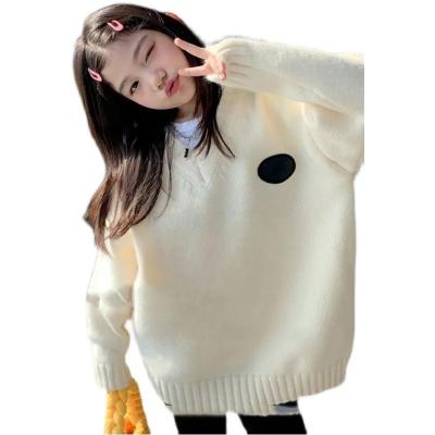 China Oversize Girls' Foreign Style Loose Tops Large Children's Breathable Sweater Knit Knitted Sweaters Child Sweater for sale