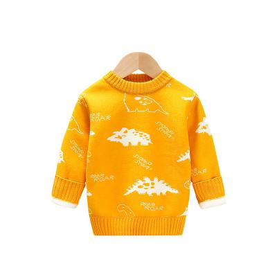 China Anti-wrinkle Boys Round Neck Thickened Plush Sweater Kids Cute Knitted Pullover for sale