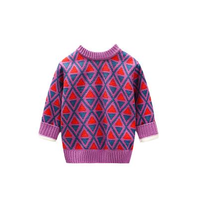 China Anti-wrinkle Girls' Vintage Loose Plush Knitted Sweater Children's Pullover Long Sleeve Sweater for sale