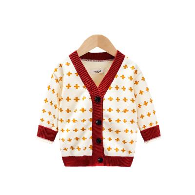 China Anti-wrinkle girls autumn and winter plush knitted cardigan children's sweater foreign Korean beige coat for sale