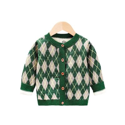 China Foreign Winter Autumn Winter Anti-wrinkle Knitted Cardigan Gingham Sweater Jacket Korean Thickened One-Piece Velvet for sale