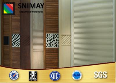 China Custom Melamine Louvered Sliding Closet Doors , Wood Sliding Wardrobe Doors for sale