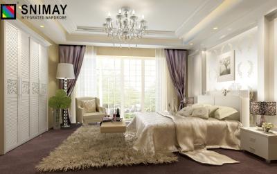 China Louvred Modern White Wood Bedroom Furniture Sets Folding Wardrobe With Big Size for sale