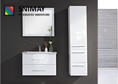 China Wooden White Wall Mounted Bathroom Cabinets With Recessed Sink for sale