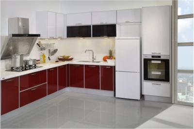 China Lacquered White Modern Kitchen Cabinets With Particle Board Door , Eco Friendly for sale