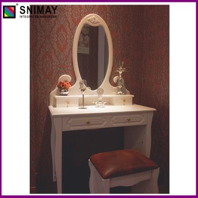 China White Vintage Makeup Dresser With Mirror , vanity dressing table for sale