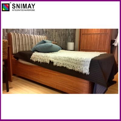 China Moveable Fabric Head Contemporary Wooden Beds with storage for sale