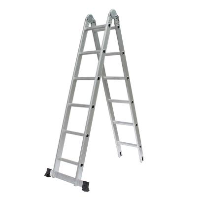 China Folding Ladders 12 Steps 3.5 Meter Folding Universal Hinge Aluminum Universal Large Extension Straight Ladder for sale