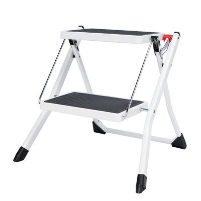 China Folding Ladders 2 Step Folding Ladder Steel Stool With Plastic Non-slip Mat EN 14183 For Family for sale