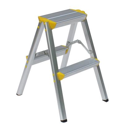 China Aluminum Folding Ladder 2 Step Double Side Folding Step Ladder Stool With EN131 For Family for sale