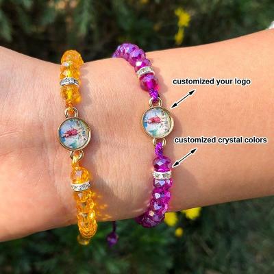 China TRENDY Custom Charm Bracelets Crystal Beaded with Braided Rope String Bangles Women Fashion Jewelry Customized Bracelets for sale