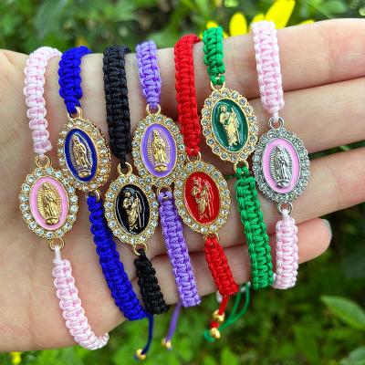 China Religious Red String Virgin Mary Golden-Inlay Adjustable Bracelet Protection Virgen Maria San Judas Prosperity Good Luck Catholic Jewelry for sale