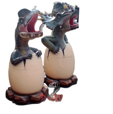 China DW0610 Theme Park Fiberglass Dinosaur Statue Trash Can for sale