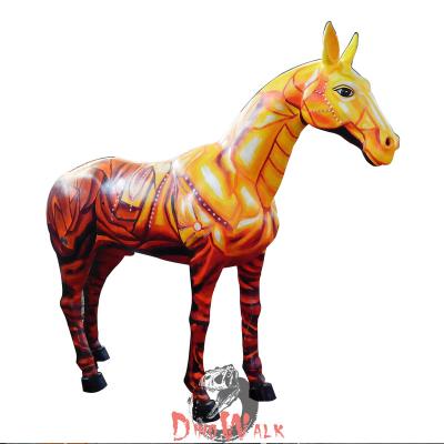 China Sunproof Outdoor Amusement Park Waterproof Fiberglass Large Animal Horse Statue for sale