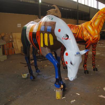 China Exhibits in the exterior & Indoor Decoration Fiberglass Animal Theme Park Product Dino0902 Horse For Sale for sale