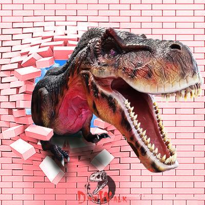 China Amusement Theme Park Waterproof T-Rex Head Wall Decoration for sale