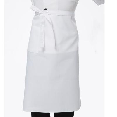 China Eco - Friendly White Chef Short Cotton Half Waist Apron With Pockets for sale