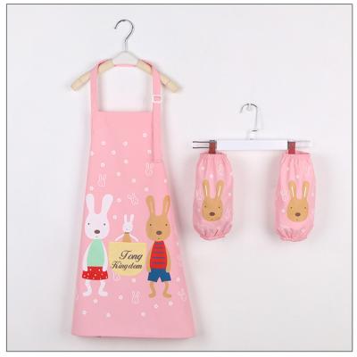 China Eco-friendly Cartoon Apron Customized Logo Colorful Waterproof Cotton Kids Painting Apron for sale