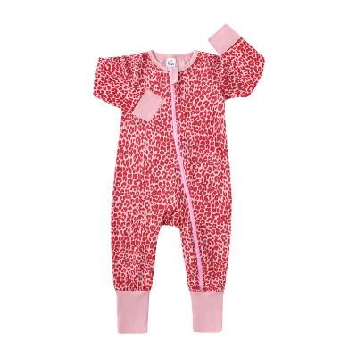 China Wholesale Spandex/Cotton Baby Boutique Infant Romper Infant Girls Baby Rompers Leopard Overalls for sale