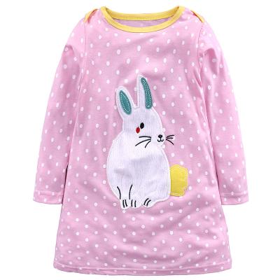 China Breathable Cute Design Baby Cartoon Dress Patterns Long Sleeve Cotton Casual Dresses For Kids for sale