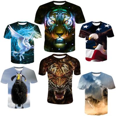 China Anti Shrink T-Shirts With Logo Custom Logo Printed 3d T-shirt Cotton Sheep Animal Tiger T-Shirt For Playeras Men/s Custom Printed T Shirt for sale