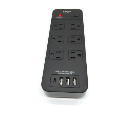 China Kingtel USA Power Strip with 6 Outlet Switches Individual USB PD for Fast Charging Lightning and Overload Protection Power Strip US-2016PD for sale