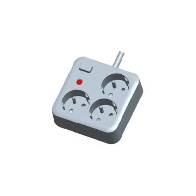 China Kingtel European Power Extension with 3 Outlets One Main Switch Lightning and Overload Protection Power Strip ES-2013 for sale