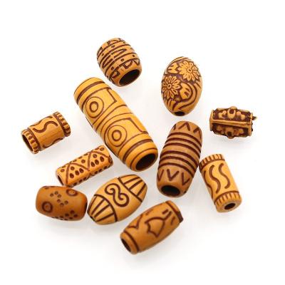 China DIY Jewelry Making New Design Acrylic Plastic Imitate Wood Beads Pattern Space Wooden Acrylic Bead For DIY Jewelry Accessories for sale