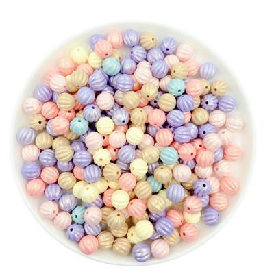 China Jewelry Making Wholesale Candy Color 11mm Macaron Colorful Matte Pumpkin Beads Acrylic Round Beads for DIY Handmade Jewelry for sale