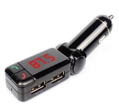 China Car MP3 Player FM Transmitter with Car Charger LED Display and 2 USB Line-in Bluetooth Ena for sale